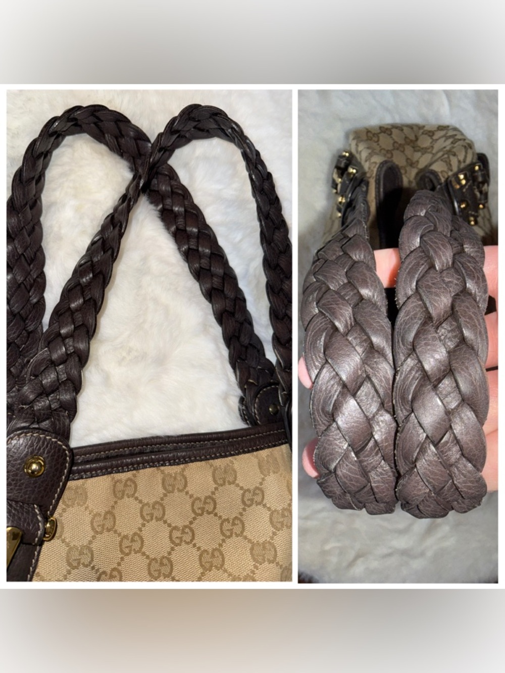 Gucci Tan Monogram Canvas Shoulder Bag with Dark Brown Trim - Picture 11 of 16